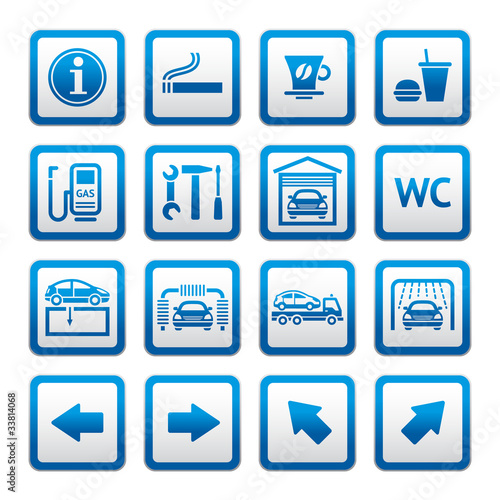 Set pictograms. Car services. Gas station. Symbols