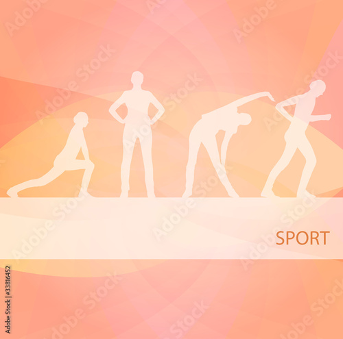 Animated women gymnastic exercises background illustration