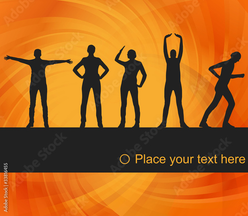 Animated women gymnastic exercises background illustration