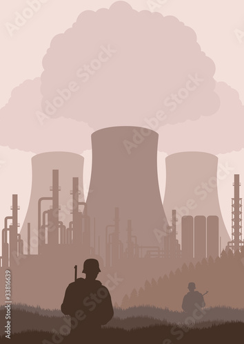 Army guarded nuclear plant illustration