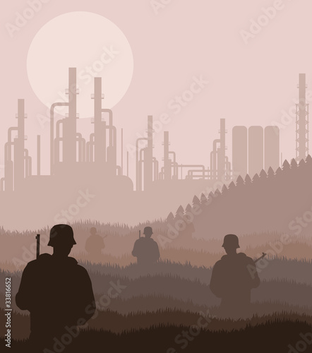 Army guarded nuclear plant illustration