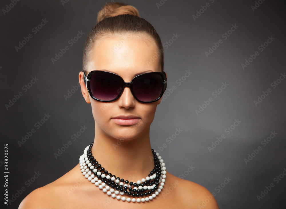 Close up shot of attractive girl with stylish sunglasses Close up shot of attractive girl with stylish sunglasses