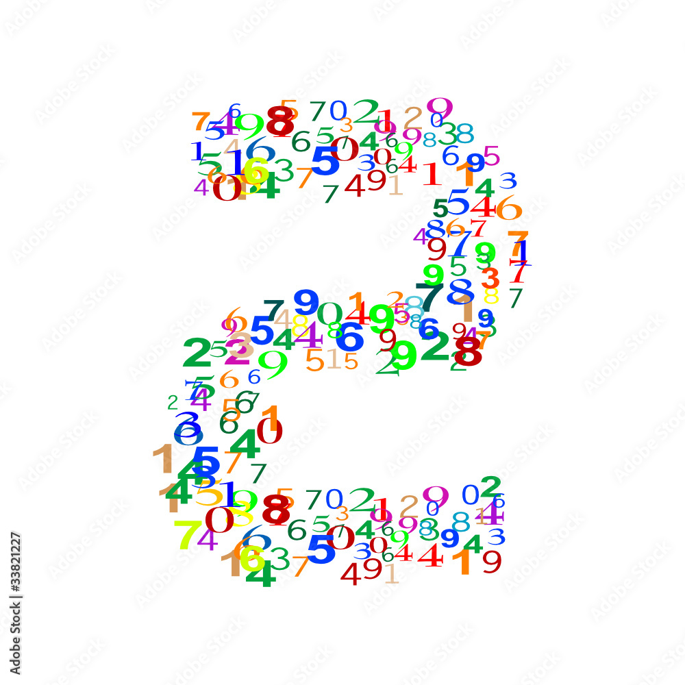 Number Two made from colorful numbers