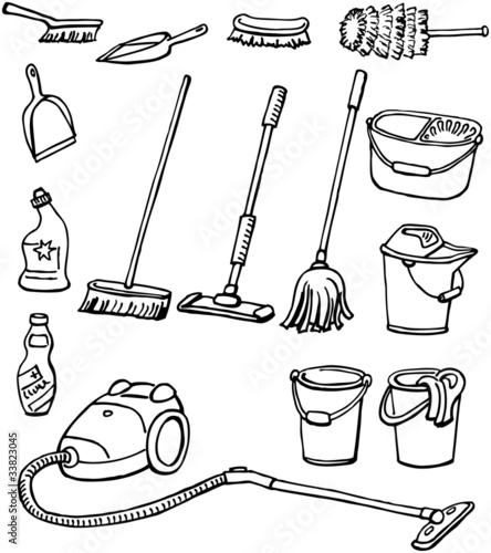 Cleaning equipment. Set of housekeeping tools