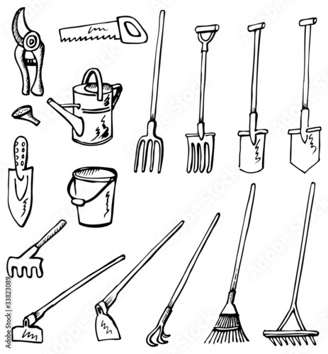 Gardening tools doodles