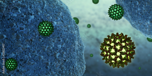 hepatitis B virus close to human cells