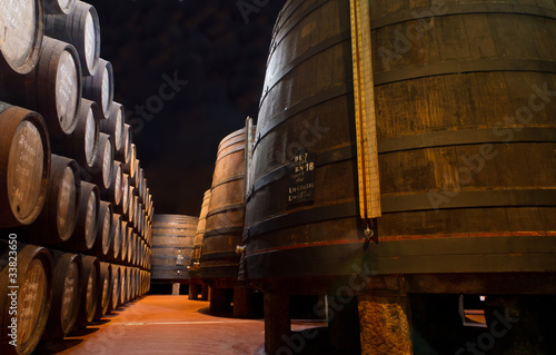 aging Port wine in cellar photo