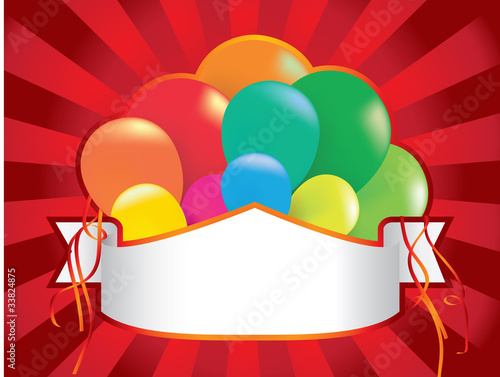 balloon party background with streamers