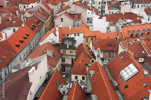 Aerial view of city of Prague, Capital city of the Czech Republi
