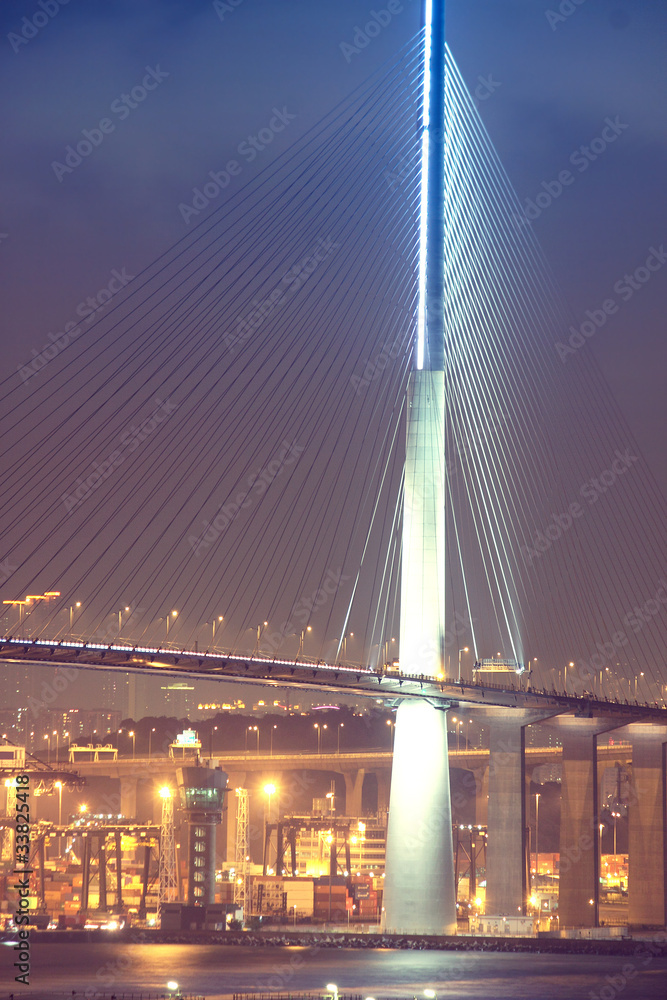 Obraz premium Cargo Terminal and bridge of Hong Kong China