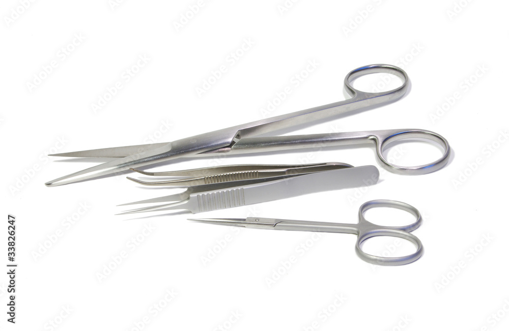 Surgical instruments at white background Surgical instruments at white background