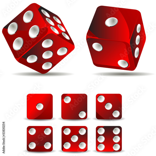 set of dices isolated on white background