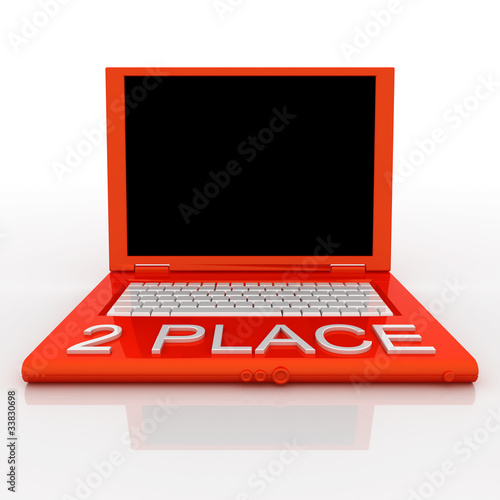 Laptop computer with word 2 place on it