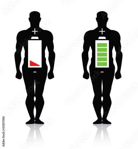 human body high low battery isolated