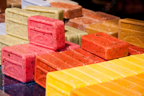 Colorful soap bars in the Nice Market