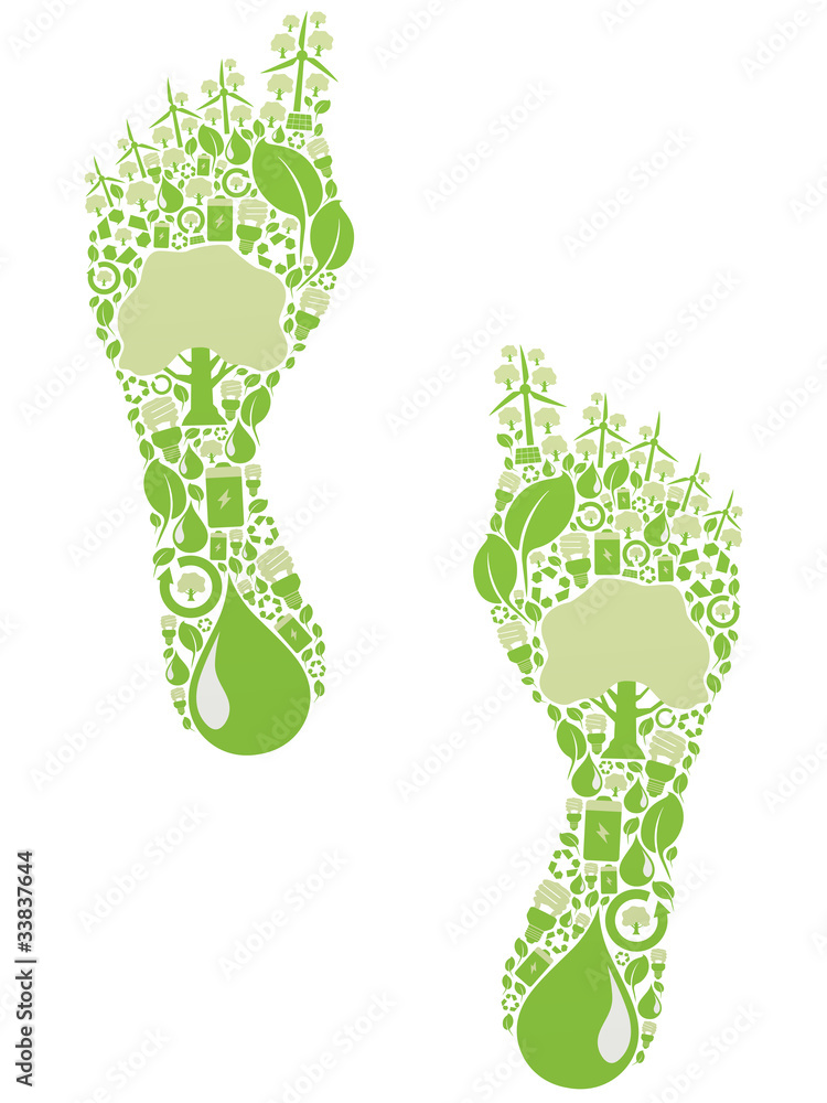 foot made of green vector icons - renewable energy foot made of green vector icons - renewable energy