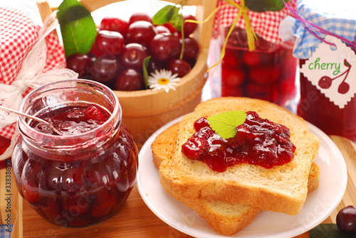 breakfast with cherry preserves