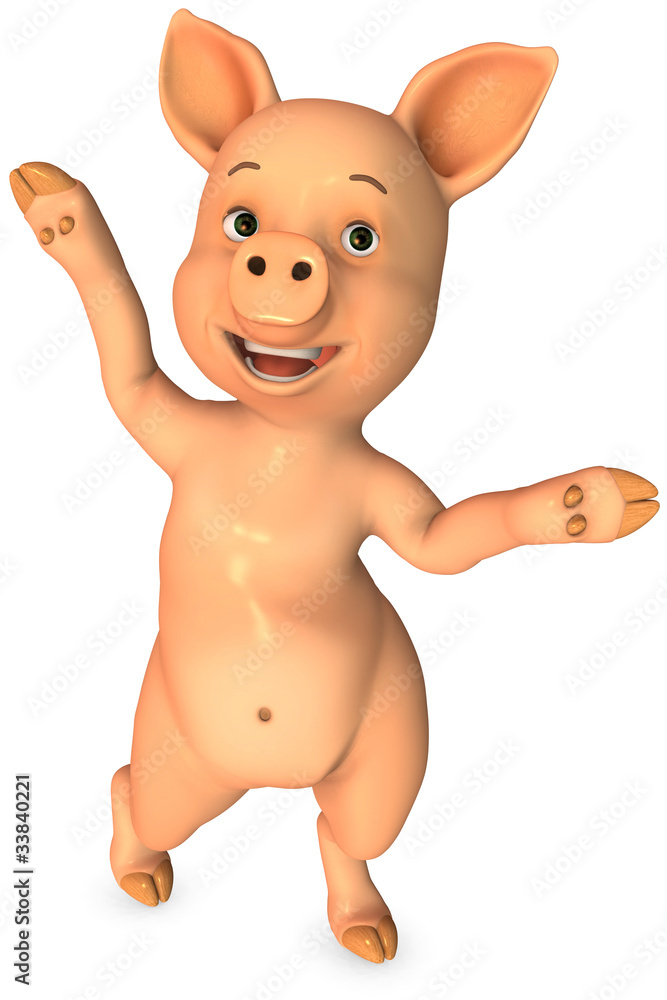 Naklejka premium Happy Dancing Pig