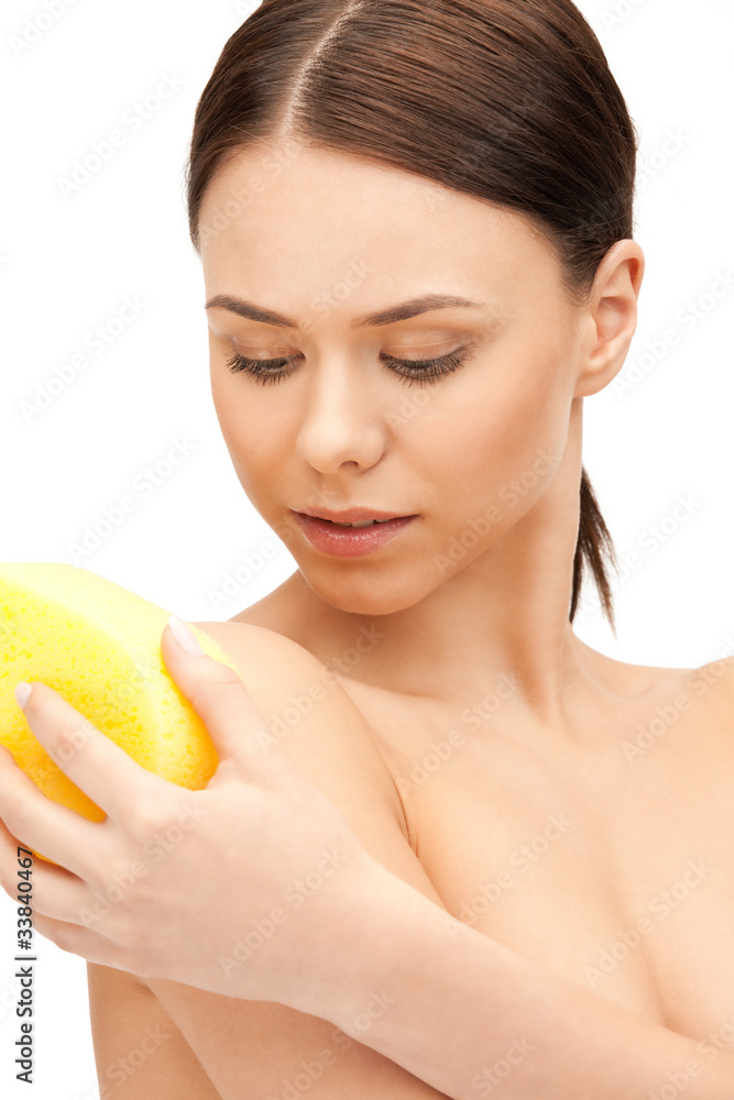 beautiful woman with sponge beautiful woman with sponge