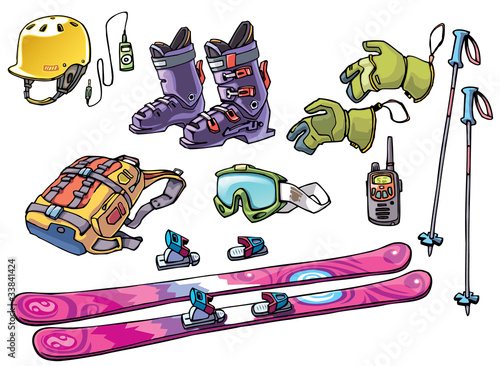 The set of the equipment of a backcountry freerider