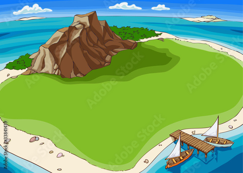 Small island in the middle of the Pacific Ocean.