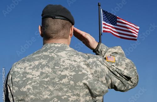 Soldier Salutes Flag