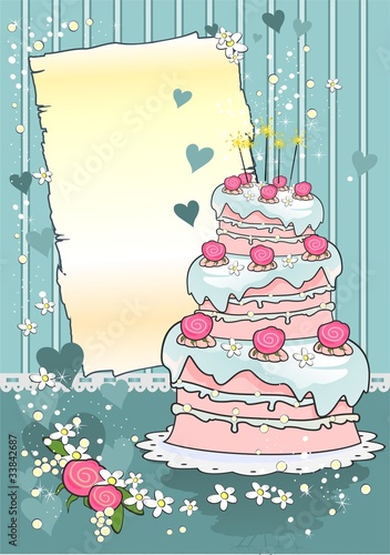 Cake and parchment background Turquoise v