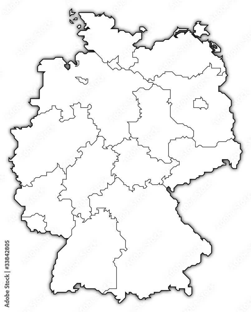 Political map of Germany with the several states.
