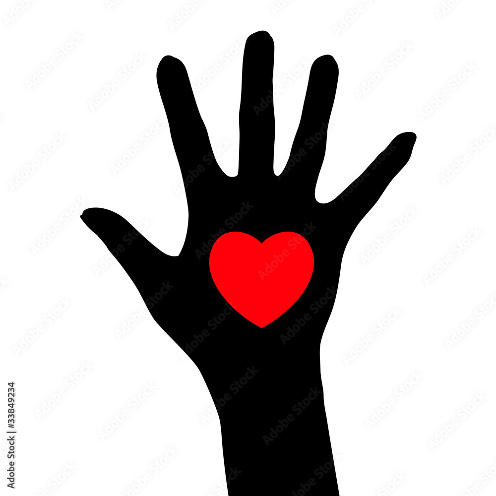 Abstract black hand with a heart
