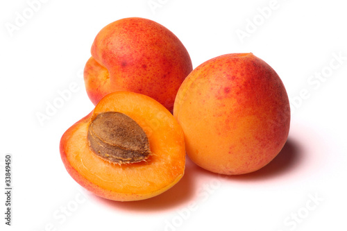 Apricots on white