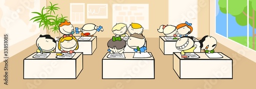 Pupils sitting in a classroom