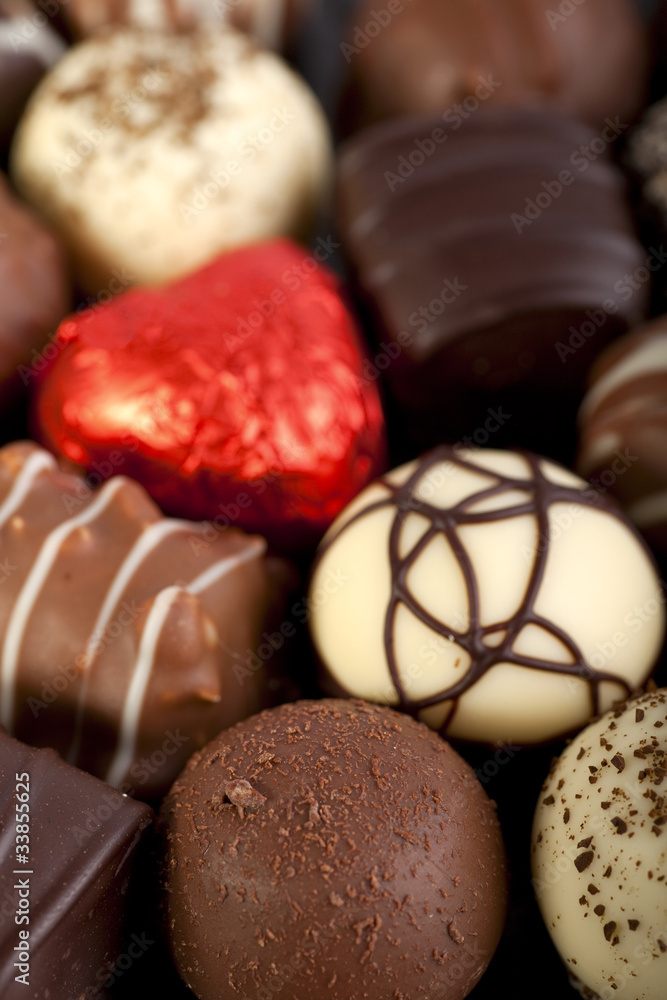 A collection of mixed chocolates. A collection of mixed chocolates.