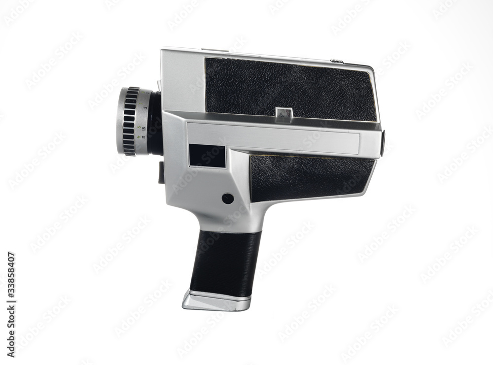vecchia cinepresa da 8 mm isolata su fondo bianco vecchia cinepresa da 8 mm isolata su fondo bianco
