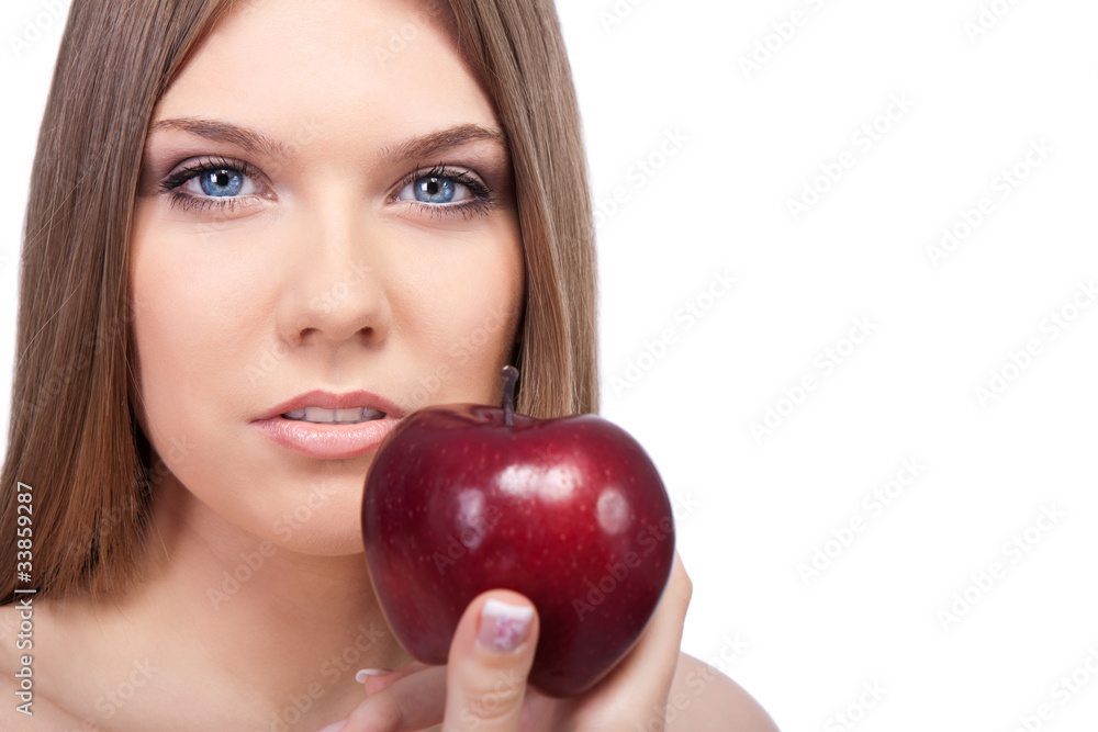 sensual woman with red apple sensual woman with red apple