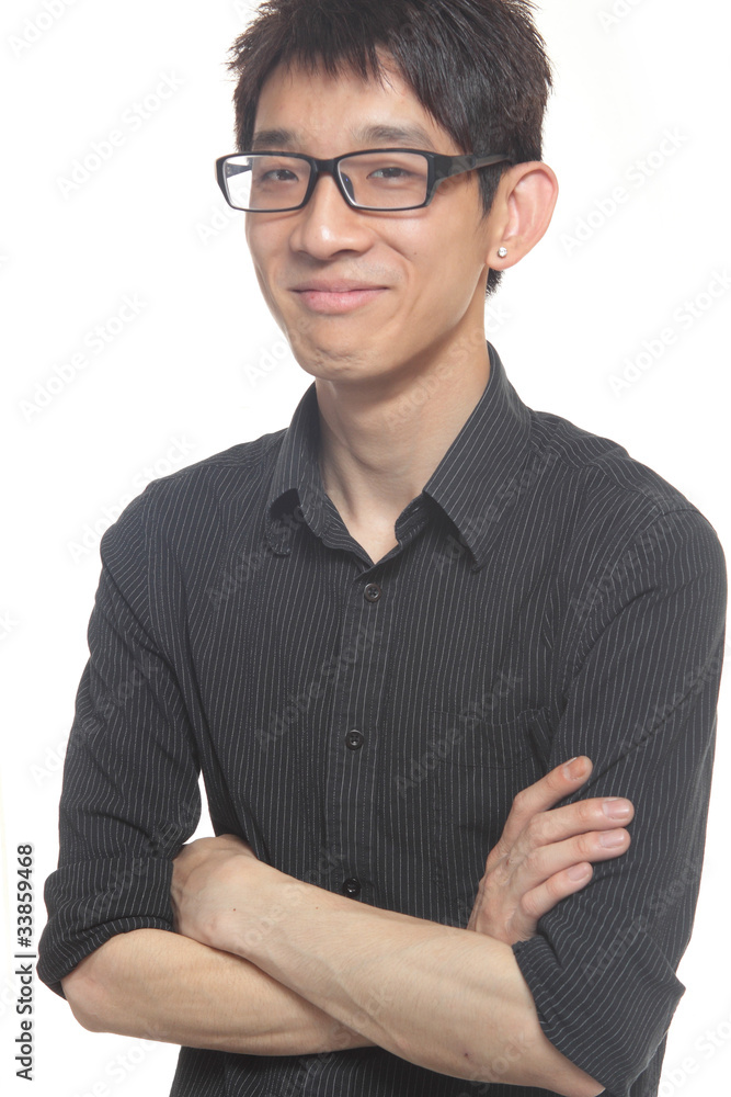 Chinese men face the camera smiling Chinese men face the camera smiling