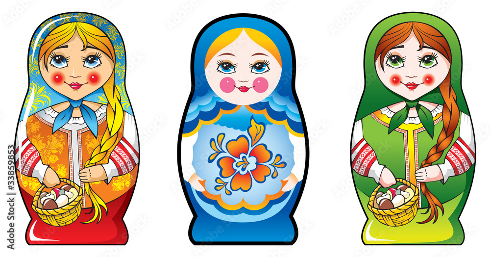 Traditional Russian matryoshka (matrioshka) dolls, vector Traditional Russian matryoshka (matrioshka) dolls, vector