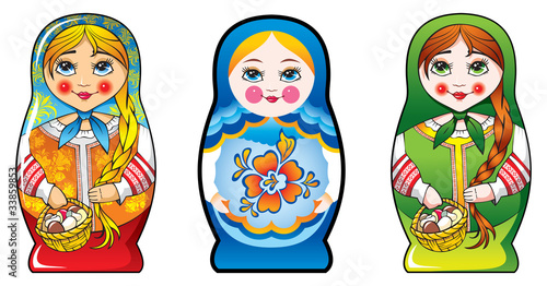 Traditional Russian matryoshka (matrioshka) dolls, vector