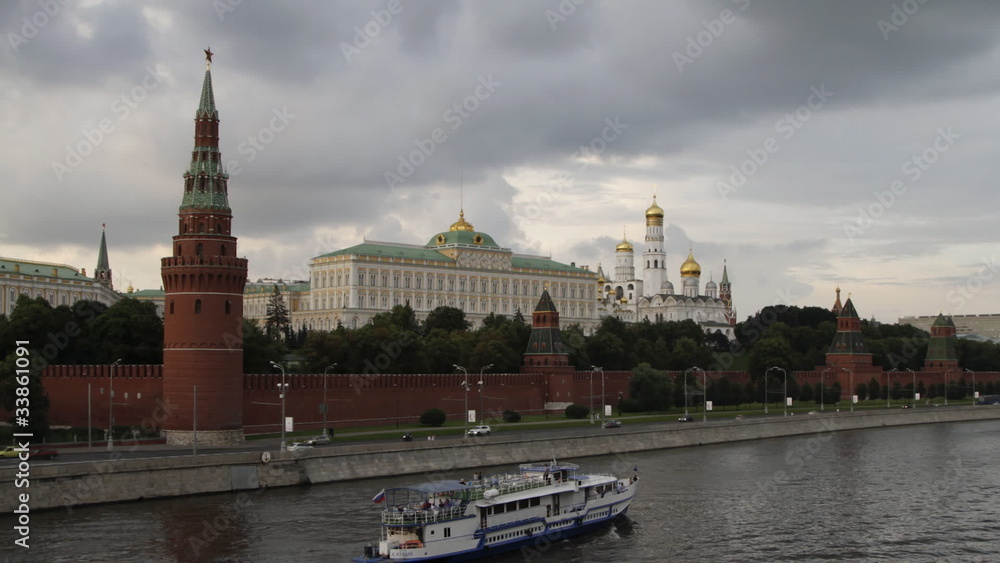 Moscow Kremlin with cloudy sky. time lapse. Moscow Kremlin with cloudy sky. time lapse.