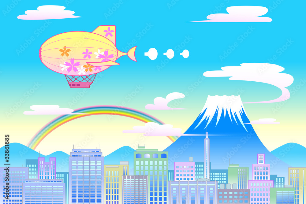 飛行船と富士山