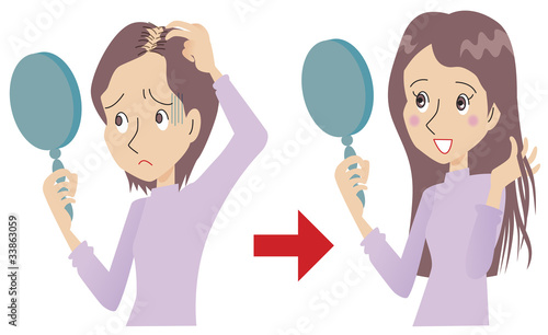 薄毛に悩んでいる女性