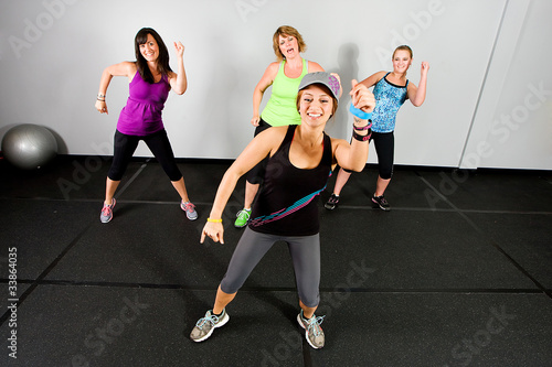 Zumba class for women at a gym