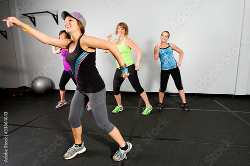 Zumba class for women at a gym