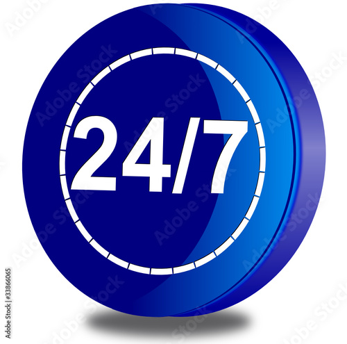 24/7 customer service glossy icon