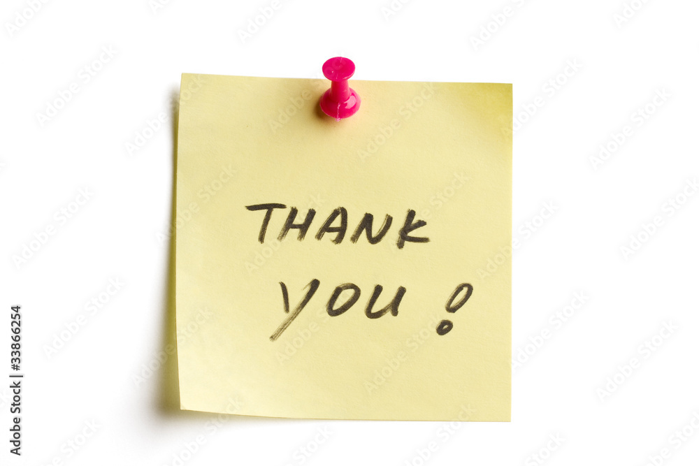 Thank you note with a pin