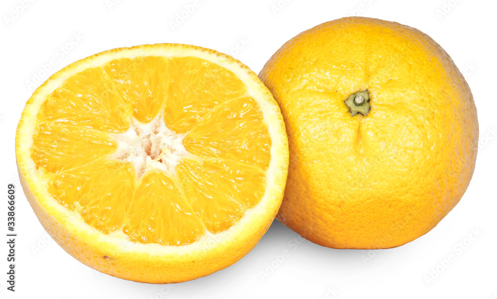 Ganze und zerschnittene Orange Ganze und zerschnittene Orange