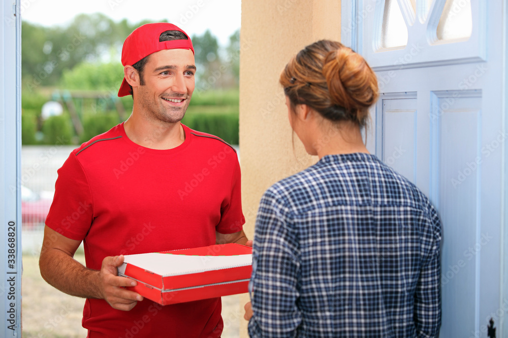 Man delivering pizza Man delivering pizza