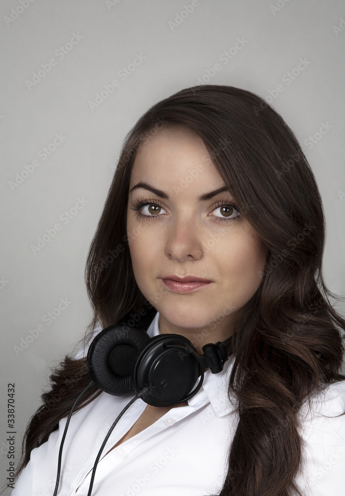 Fototapeta premium woman with head phones