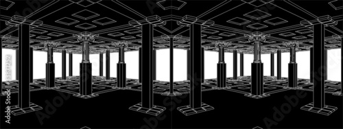 Abstract Interior With Antique Columns Vector 04