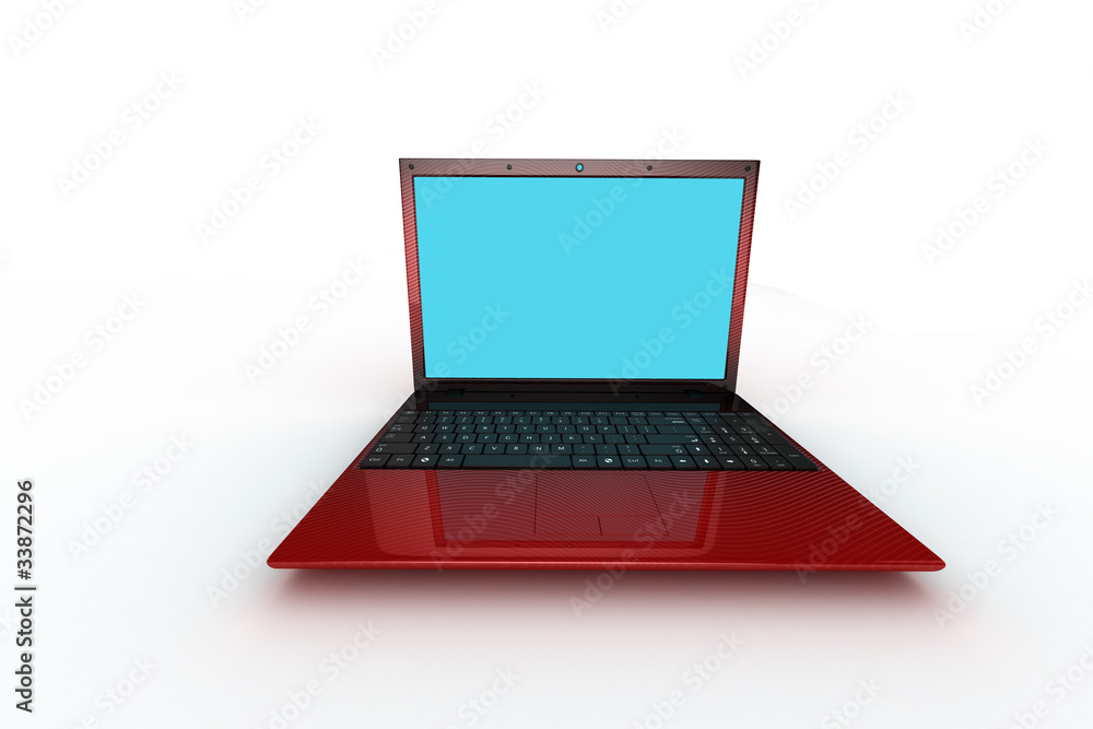 red notebook pc on white background