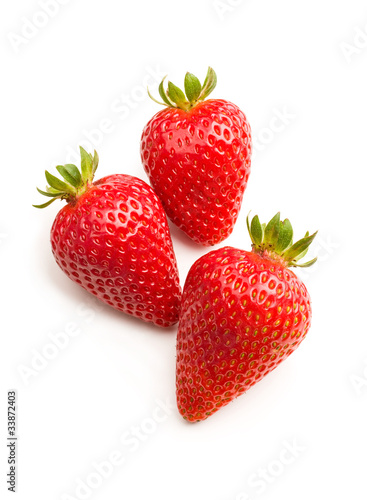 Fresh strawberries isolated on white.